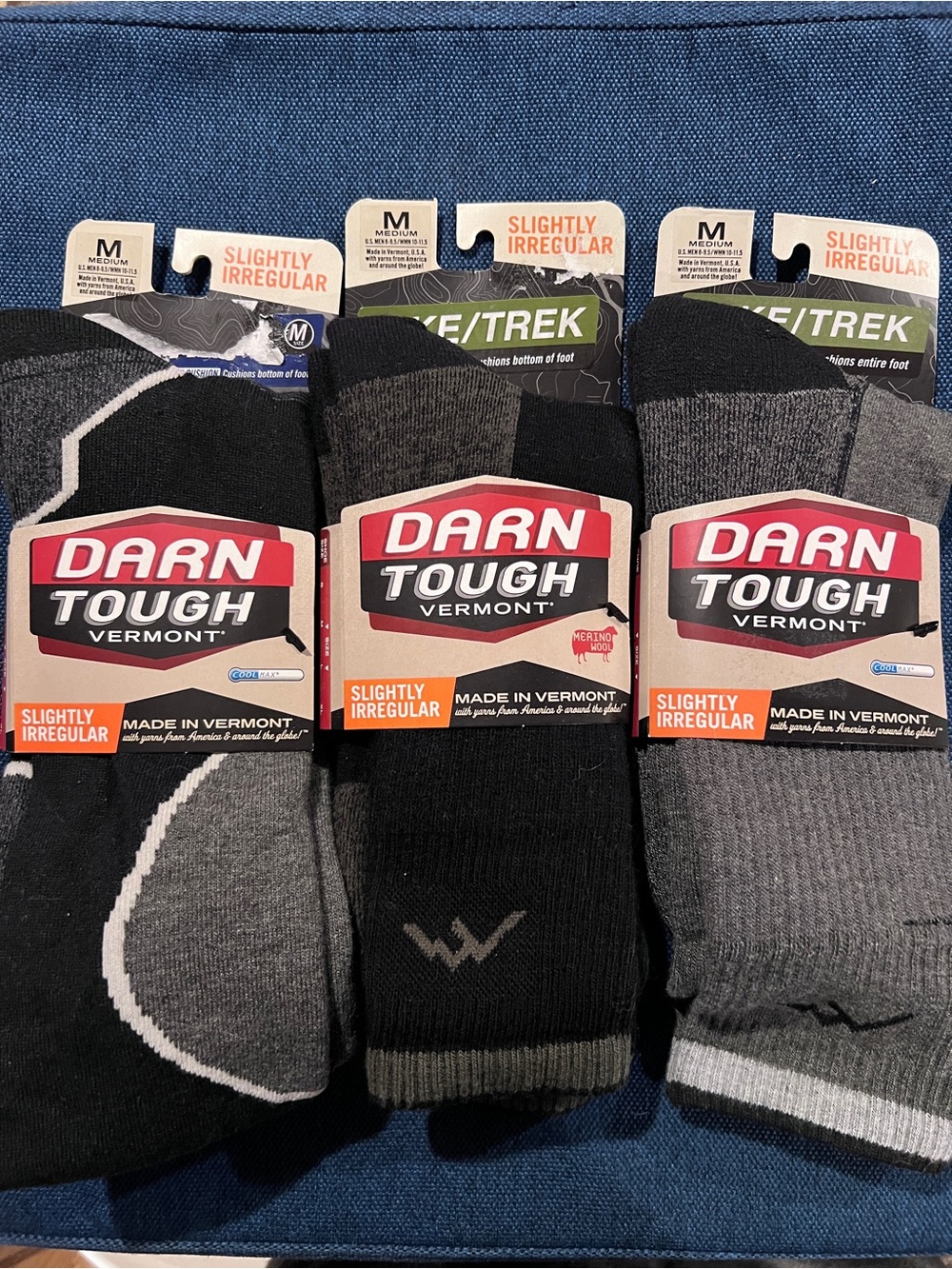 3 Pairs of Darn Tough Men's Athletic Crew Socks - Black & Gray